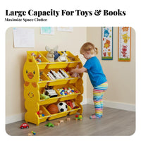 Child-Friendly Design Duck Toy Storage Rack Space-Saving Child S Storage Cabinet with Bins Large Capacity Multi-Bin Toy Organizer Sturdy Construction for Toddlers, Parents, Nursery, Kindergarten, Daycare, Living Room