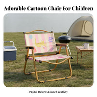 Foldable Design Cartoon Print Frog Chair Lightweight Outdoor Equipment Stable & Sturdy Portable Seat Breathable Material for Beachgoers, Picnickers, Camping, Picnics, Beach, Backyard