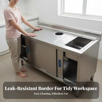Rust Stainless Steel Kitchen Workstation Easy to Clean Stainless Steel Utility Sink Workbench Heavy Duty Commercial Prep Table with Sink Multi-Functional for Restaurant Owners, Professionals, Workshop, Laundry Room, Basement, Outdoor