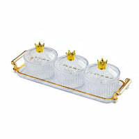 Compartmentalized Lidded Snack Container Set Elegant Design Multi-Compartment Snack Dish Great Gift Compartment Serving Dish with Tray Removable Bowls for Parties, Family Gatherings, Holidays, Living Room