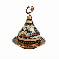 Hand-Painted Metal Serving Piece Floral Patterns Ornate Metal Tableware Home Decor Item Multicolor Embossed
