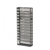 13-Tier File Rack Painted Coated Metal Mesh File Organizer Frame Vertical Tray Organizer