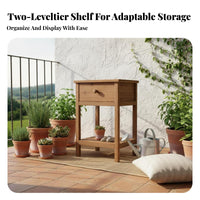 InstallationNo-Assembly double-level Foldable Shelf Unpainted Finish Plant Stand Rustic and design Display storage areaSaving for Home Decorators, Office Workers, Balcony, Living Room, Entryway, Craft Fair