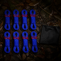 4mm Reflective Guy Ropes with Adjusters for Outdoor Camping Tents and Tarps, 8-Pack