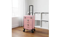 Telescopic Handle Makeup Trolley Case Wheeled Rolling Makeup Case Aluminum Frame Beauty Storage Portable for Studio