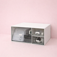 Desk Storage Organizer with Drawers, Clear Desktop for Office Supplies Stationery, Small Drawer Unit with Stickers