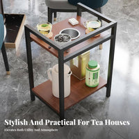 Built-in drink holder two-partlevel Mahjong holder Multi-Functional Storage Side Table Space-Saving Game Room Organizer for Teahouse Owners, Card participants