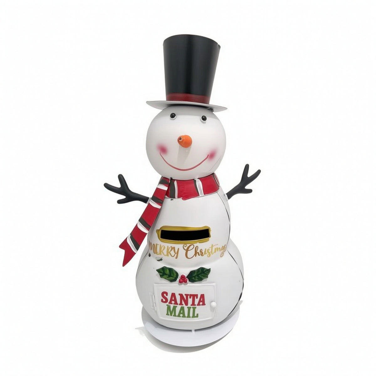 Snowman Mailbox Upright Christmas Mailbox Decor Holiday Decoration Indoor for Entryway, Tabletop