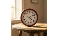 Clock with Bird Illustrations Easy to Use Round Wall Clock Electronic for Living Room, Kitchen, Office