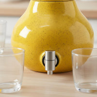 Large Capacity Pear Shaped Beverage Dispenser Leak-Proof Cold Drink Pitcher with Spigot Airtight Lid Fruit Design Water Jug Wide Mouth Opening for Parties