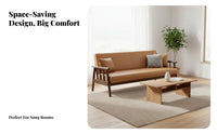 Japanese & design Wooden Frame Settee Nordic Design Sofa Minimalist visual appeal Couch Space-Saving for Apartment Dwellers, property owners, Young Adults, Lounge Area, Home Office