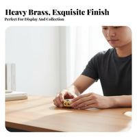 Brass Rotating Top Horse Relief Fidget Gyro Mahjong Themed Toy for Office Workers, Collectors, Desk, Study Room, Home