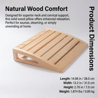 Neck Support Sauna Pillow with Ergonomic Design for Infrared and Steam Room, Solid Wood Headrest Accessories