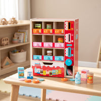 Hands-on Toy Vending Machine Screenscreenless Wooden Vending Machine Interactive Play Food Educational for Children, Preschoolers, Toddlers, Playroom, Home, Classroom