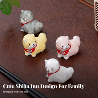 Shiba Inu Chopstick Rest Creative Gift Suggestion Dog Chopstick Holder Cute Puppy Utensil Stand Sleek Glaze Finish Home