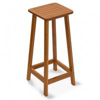 Slatted Bar Stool Compact Wooden Bar Stool with Footrest Low-Profile Stools for Kitchen