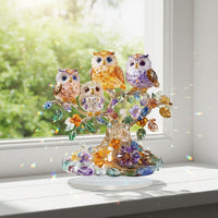 Acrylic Ornament with Owl Design Multicolor Owl Tabletop Ornament Desktop Plaque with Base Translucent 2D for Bird Lovers, Desk