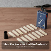 10 Pieces Stable Sound Alto Saxophone Mouthpiece Blade Naturally Air-Dried Eb Alto Sax Mouthpiece Blade Long-Lasting Woodwind Instrument Part Easy to Play for Beginners, Students, Musicians, Band Practice, Live Performance, Recording Studio