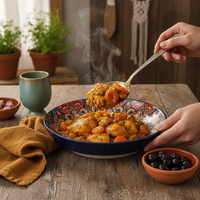 Bohemian Style Underglaze Ceramic Deep Plate for Dining, 8-inch, High Temperature Resistant