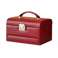 Red Jewelry Box Soft Velvet Lining Multi-Layer Jewelry Case for Wedding