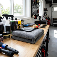 Coil Weave Car Drying Towel Microfibre Cloth, 50x60cm Microfibre Cloth for Car Valeting Kit, Gray Absorbency Single Layer
