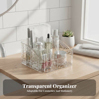 Multi-Compartment Clear Organizer Minimalist Design for vanity, Women, Students