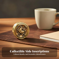 Brass Rotating Top Horse Relief Fidget Gyro Mahjong Themed Toy for Office Workers, Collectors, Desk, Study Room, Home