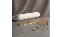 Padded T-Shaped Bar Jewelry Stand Cylindrical Jewelry Display Stand Wrapped Finish Retail Fixture Rectangular Base