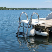 Mirror-Polished Boat Boarding Ladder Non-Slip Treads Folding Boat Ladder Curved Handrails Marine Accessory Cylindrical Frame