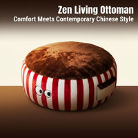 New Chinese Cushion, Round Tatami Seat Pad, Ottoman Pouffe, Large Floor Pillow for Living Room, Meditation Cushion