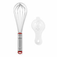 Egg Whisk Stainless Steel Manual Whisk with Egg Separator Kitchen Tool Food-Grade Utensil Flexible for Bakers, Baking