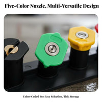 Portable Holder 5 Color Coded Spray Nozzles Universal Fit 1/4 Inch Quick Connect Nozzle Kit Long-Lasting Construction for Car Washing