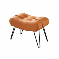 Light Luxury Aesthetic Tufted fluffyShaped Stool Multi-Purpose Arched Ribbed Ottoman Comfortable Seating Footrest Modern Design for Homeowners, Interior Designers, Students, Living Room, Entryway, Bedroom