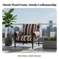 Durable Wood Frame Highrear Armchair with Woven Seat Retro & design Upholstered Armchair mid-1900sera Modern Design Single Sofa Designer Inspired for Readers, Apartment Dwellers, Homeowners, Living Room, Balcony, studying corner, Home Office
