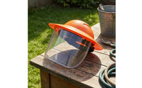 Debris-Blocking Grass Cutting Face Guard Splash-Resistant Gardening Face Guard Orange and Black Safety Gear Head-Worn