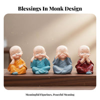 Car Dashboard Monk Decoration Small Size Car Dashboard Decoration Cute Monk Statue Non-Fading Meditative Design Resin Figurine