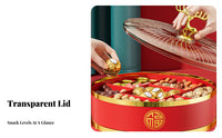 Rotating Snack Box Light Luxury Design Compartment Serving Platter Compartmentalized Storage Chinese New Year Candy Box for Hosts, Living Room
