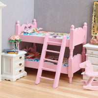 1:12 Scale Bunk Bed Scene Prop Dollhouse Bunk Bed Smooth Edges Miniature Furniture for Collectors