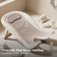 Infant Bath Support with Suction Cups | Soft TPE Rubber Surface, infant Bath Recliner with Perforated Center, Ergonomic Contoured Shape, for tub room