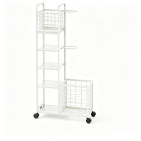 Carbon Steel Sports Equipment Rack Caster Wheels Wire Basket Rack Round Push Handles Shelving Cart Rectangular Frame