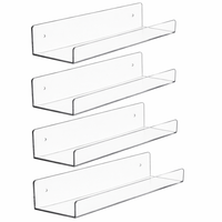 Bedroom Storage Shelf Unit for Home Organization, Transparent Corner Wall Mounted for Students, Modern Acrylic Display Rack
