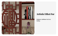 Chinese Design Entryway Screen Space-Saving Design Hollow-out Wood Partition Cabinet Multifunctional Freestanding Room Divider Shelf
