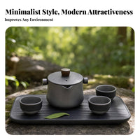 4 Pieces Camping Tea Set Hard-Anodized Portable Tea Set Built-Mesh Strainer Outdoor Drinkware