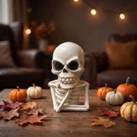 Gothic Skeleton Figurine Spooky Skeleton Bust Resin Skull Bust Matte for Halloween, Tabletop, Desk, Shelf