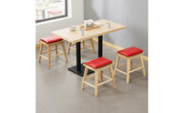 Solid Wood Rock Slab Top Dining Set Easy to Clean Restaurant Dining Table and Stool Set Stable Structure Dining Hall Table with Padded Stools Heavy Duty for Snack Bar, Cafe, Dessert Shop, Food Court