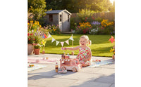 Educational Wooden Ice Cream Truck High-Quality Wood Ice Cream Playset Polished Edges Pull Along Toy Truck for Preschoolers, Playroom