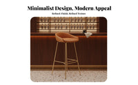 Minimalist Design Upholstered High Stool With Backrest Bar Chair Back Support Indoor Seating Comfortable for Homeowners, Interior Designers, Restaurant Owners, Counter, Kitchen, Cafe, Dining Room