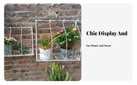 Wrought Iron Wall Planter Decorative Scrollwork Fake Window Plant Shelf Metal Wall Mounted Flower Rack Distressed Finish