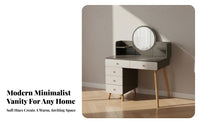 Modern Dressing Table Multi-Functional Vanity Desk with Drawers Makeup Vanity Storage Cabinet 3 Lighting Modes for Women, Home