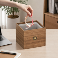 Desk Trash Can, Wooden, Walnut, Small, For Desk, For Stylish Study Room